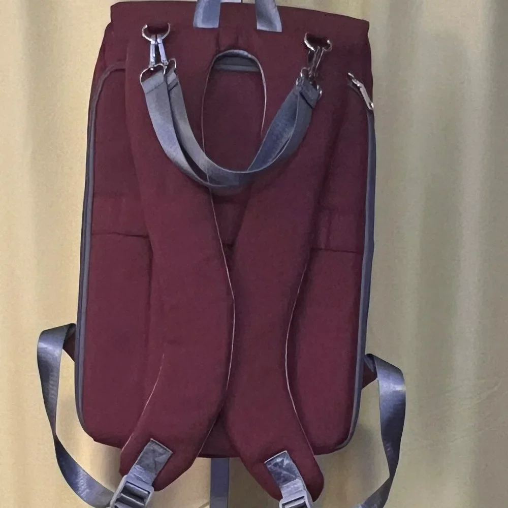 HWJF Maroon Backpack Diaper Bag Customized with Ghostbuster Patch